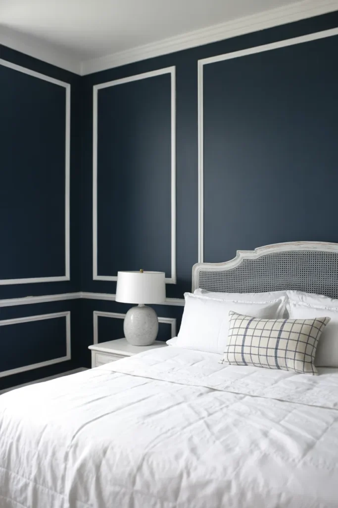  Navy Bedroom with White Trim Details