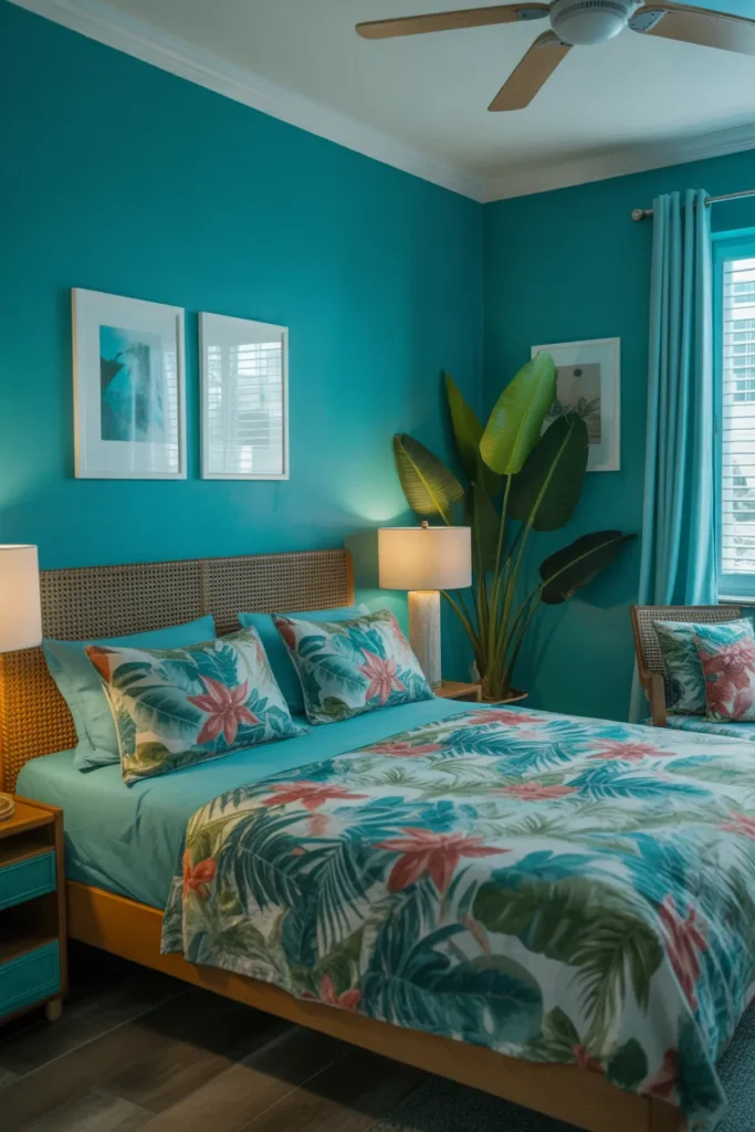 Turquoise Tropical Escape Bedroom