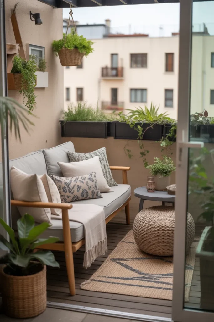 Balcony with Layered Textiles