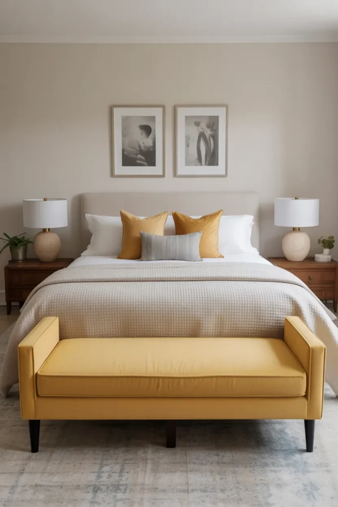 Yellow Benches for End-of-Bed Seating