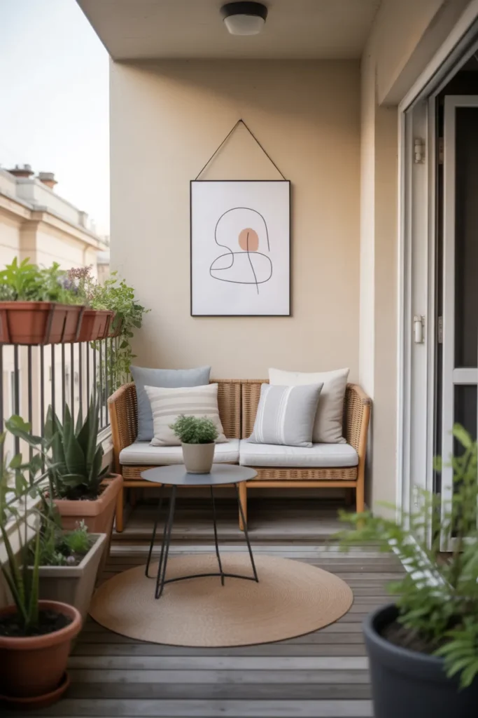 Balcony with Wall Art