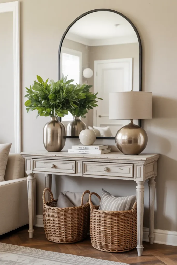 Mirror Wall Above a Console Table