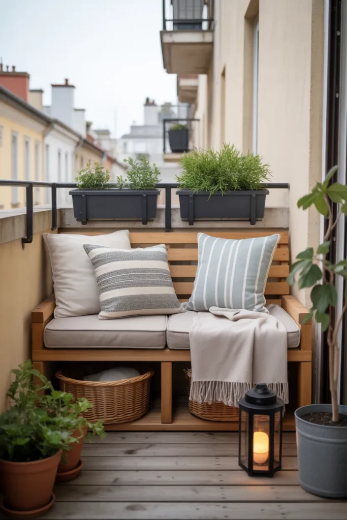 Compact Balcony Storage Seating