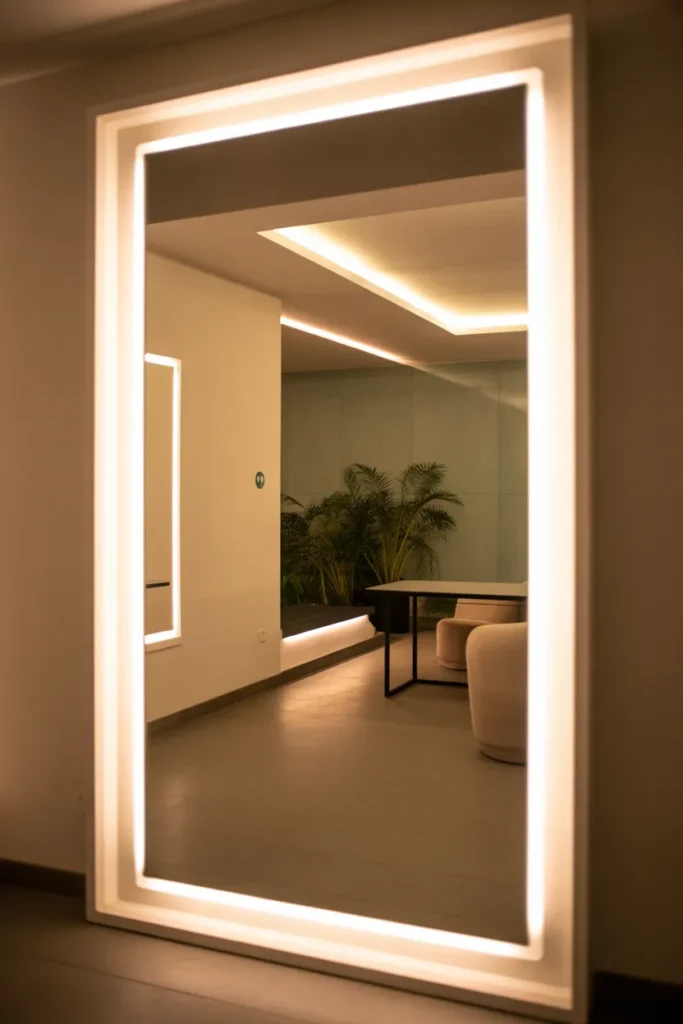 Mirror Wall with LED Backlighting