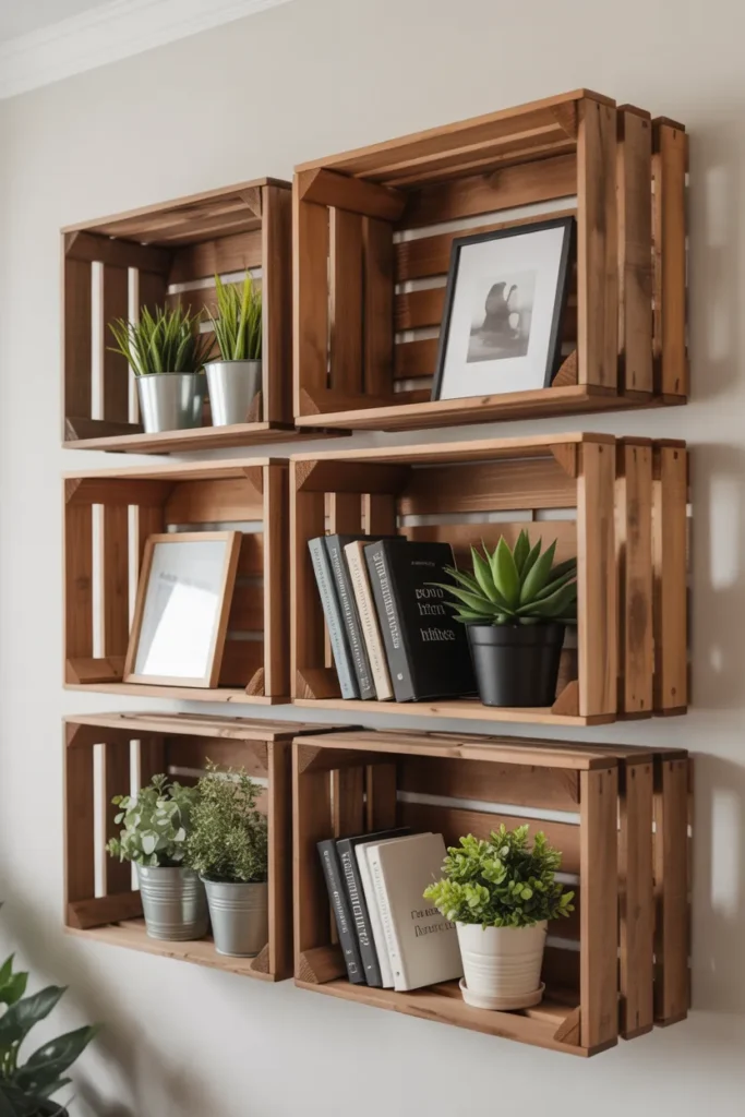 Wooden Crate Wall Display