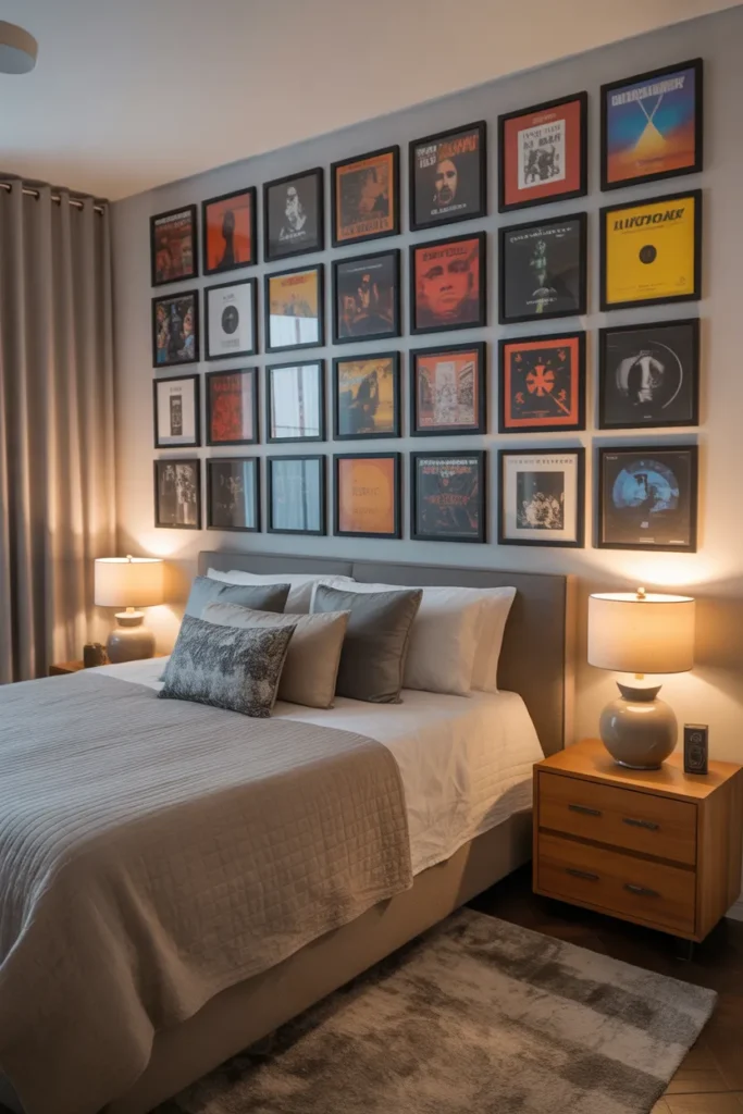 Accent a Bedroom with a Vinyl Cover Gallery Wall
