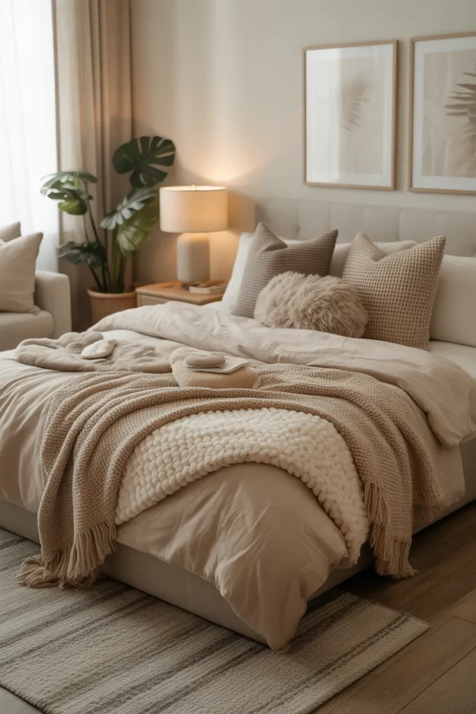   Layered Textures with Throws and Pillows