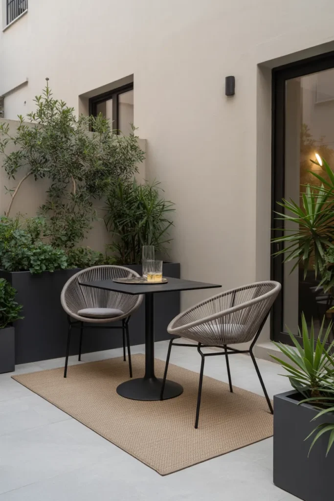  Modern Patio with Compact Bistro Set
