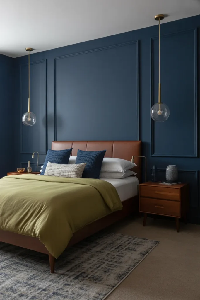 Navy & Olive Modern Bedroom