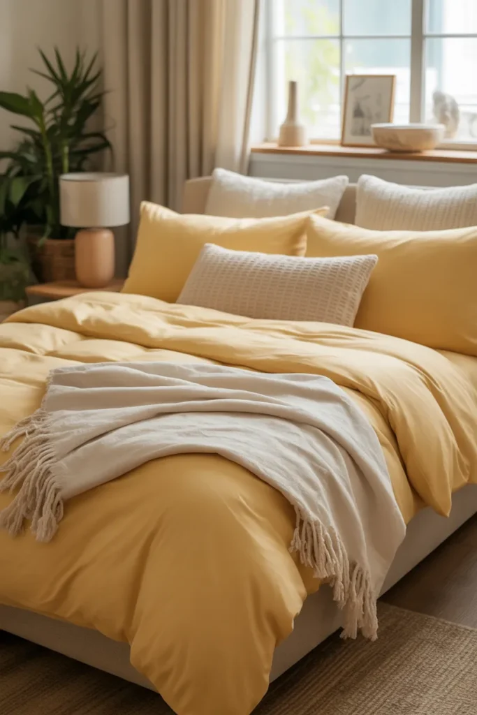 Soft Butter Yellow Bedding for a Cozy Bedroom Retreat