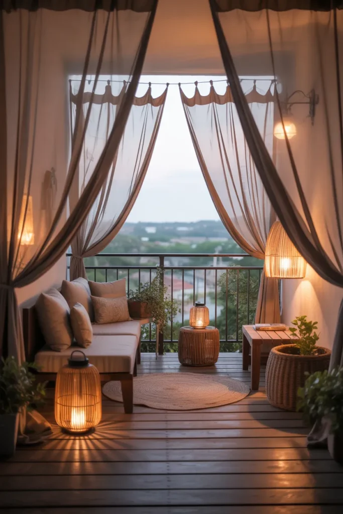 Balcony with Sheer Curtains