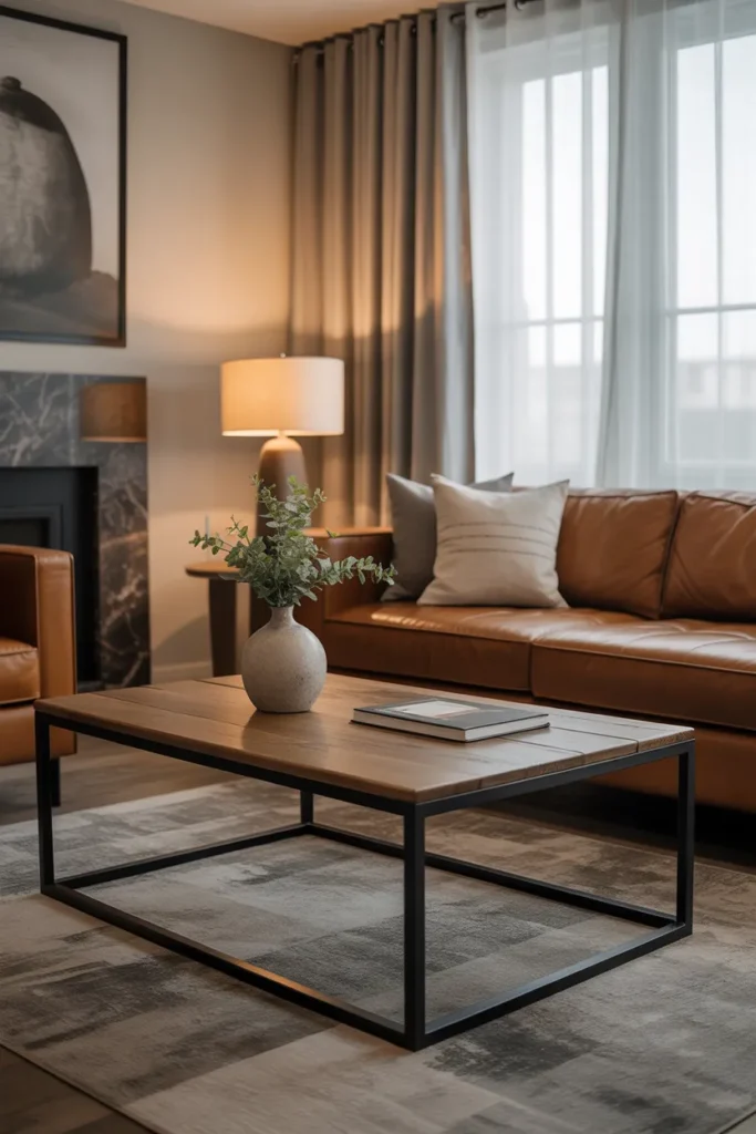 Metal and Wood Coffee Table
