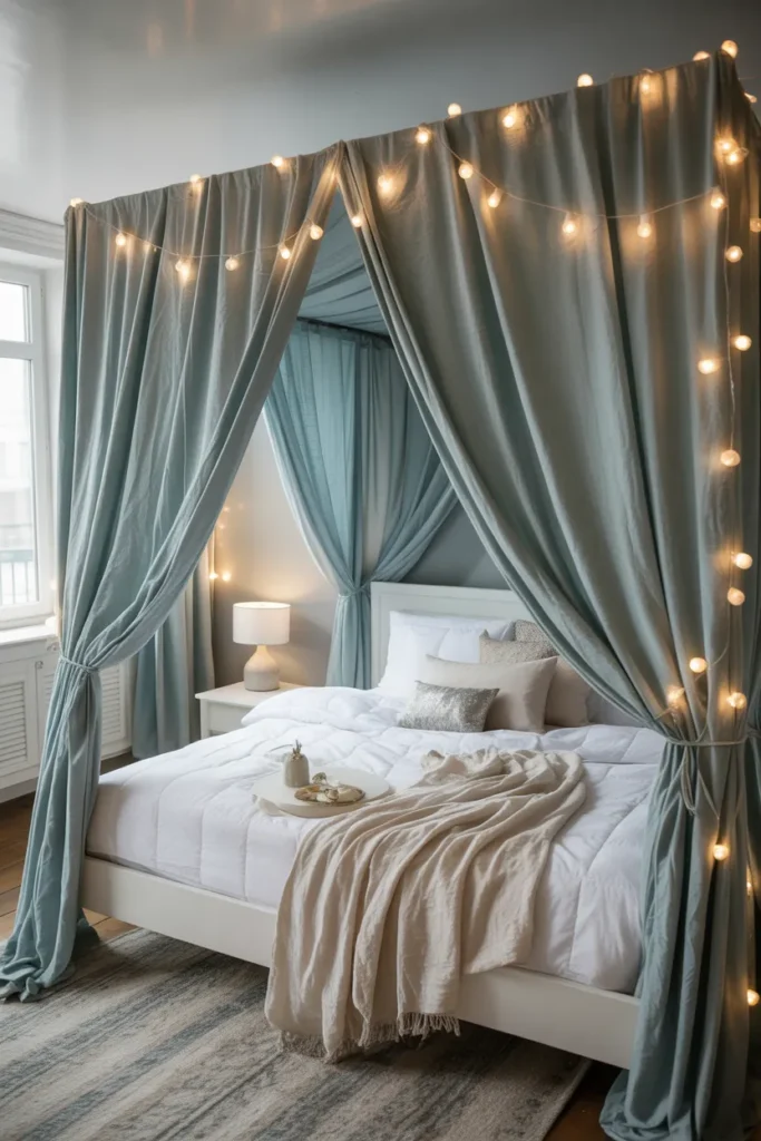 Blue Canopy Bed for Dreamy Nights