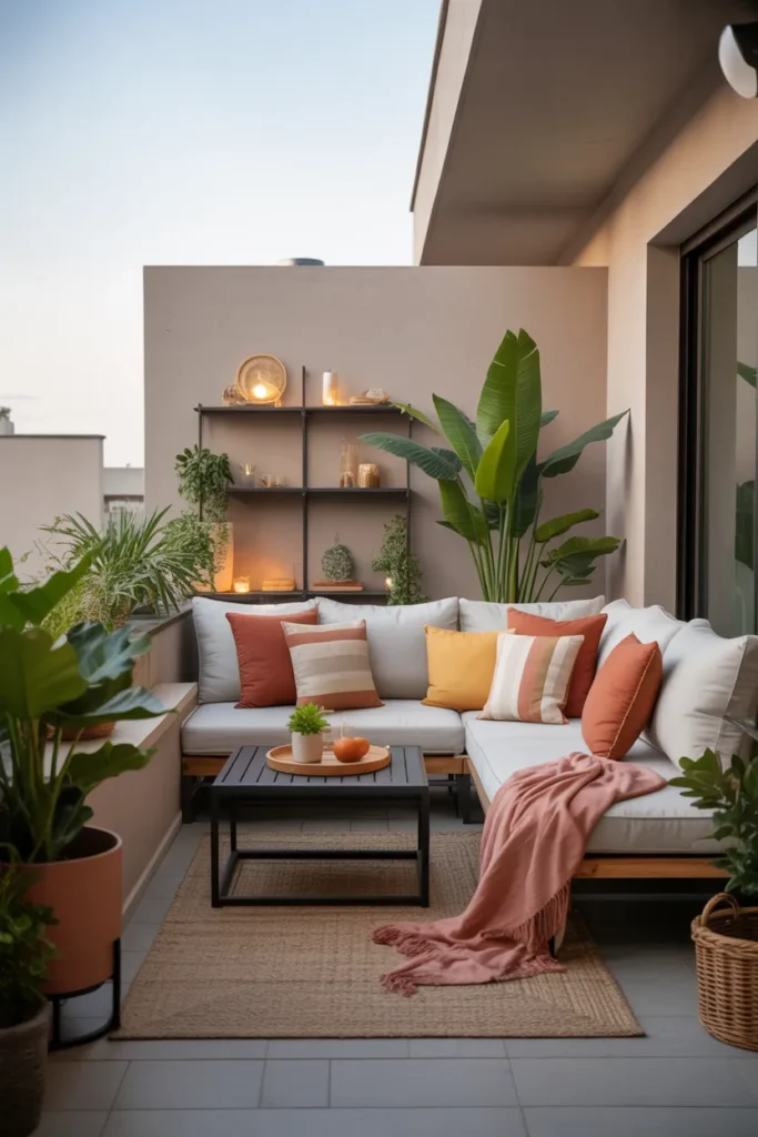 Balcony with Warm Color Accents