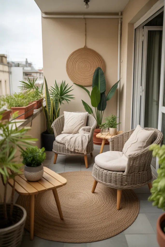 Balcony with Natural Fiber Decor