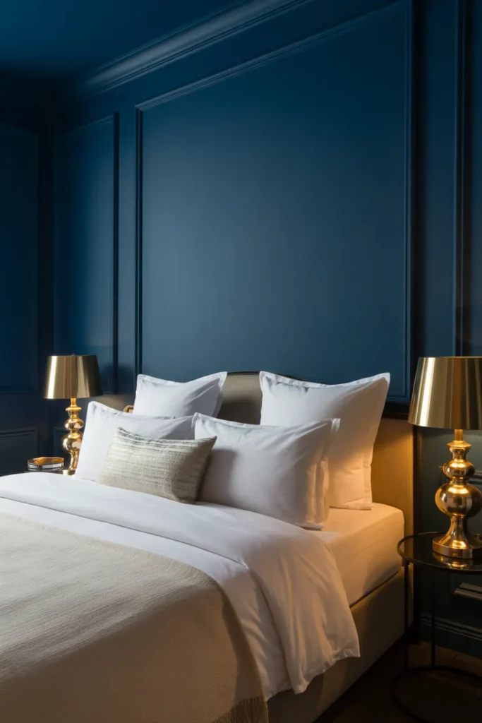 Blue and Gold Elegant Bedroom