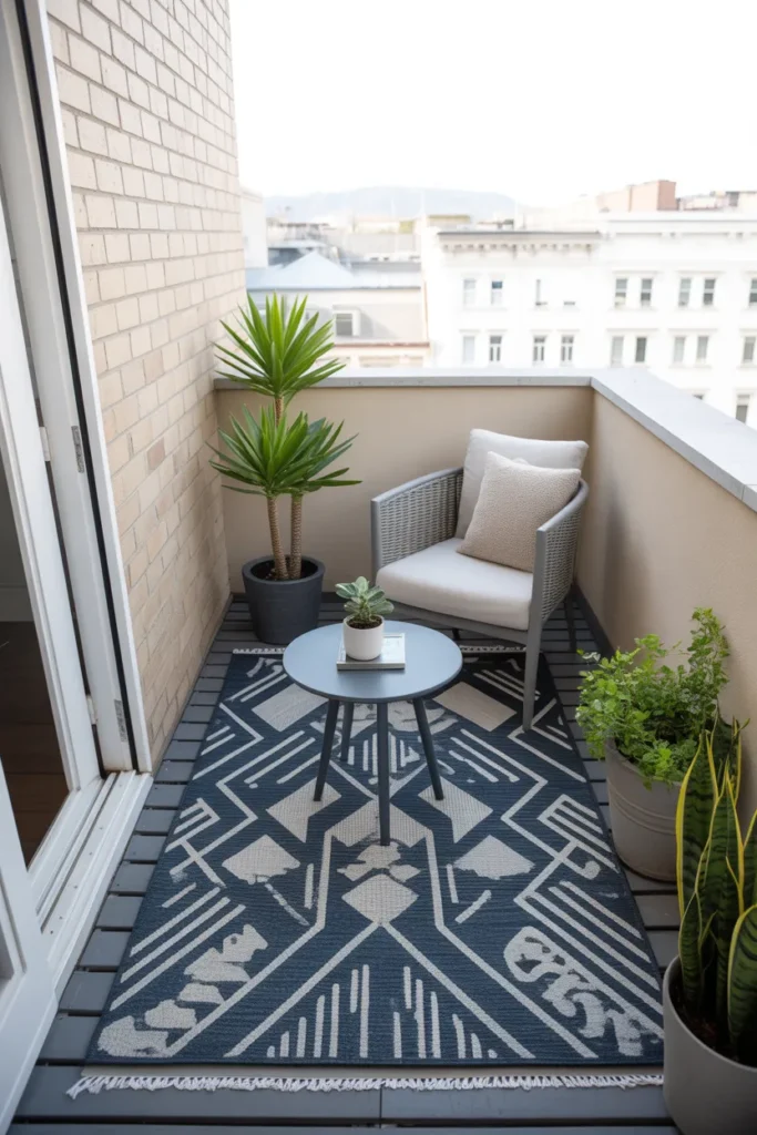 Cozy Balcony with Outdoor Rug