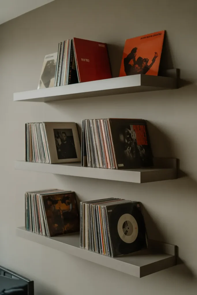Use Floating Shelves to Display Rotating Covers