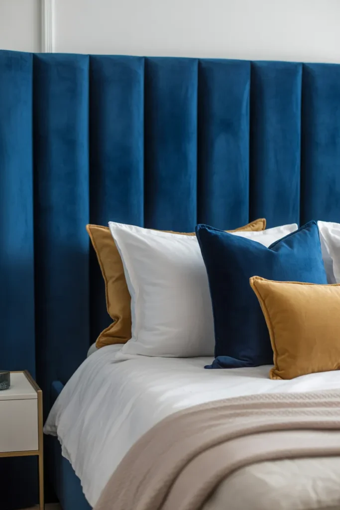 Deep Blue Velvet Headboard Luxury