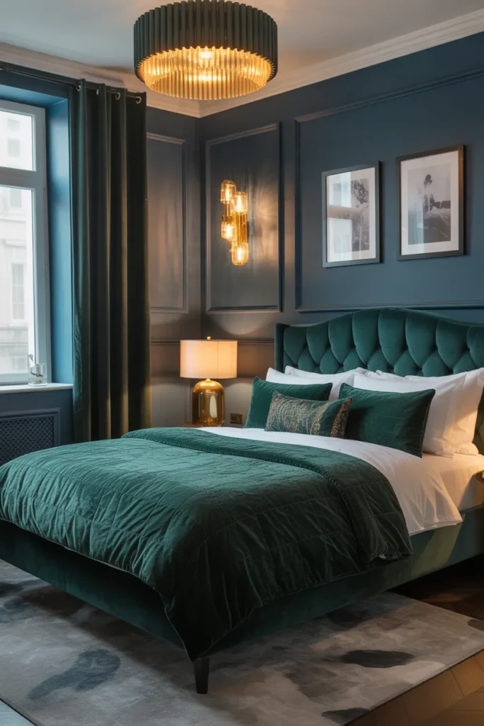 Emerald & Navy Luxe Bedroom