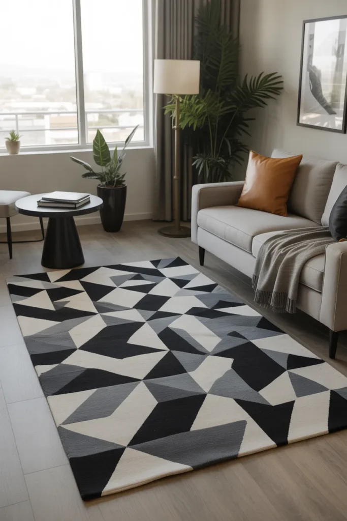 Modern Rug with Geometric Patterns