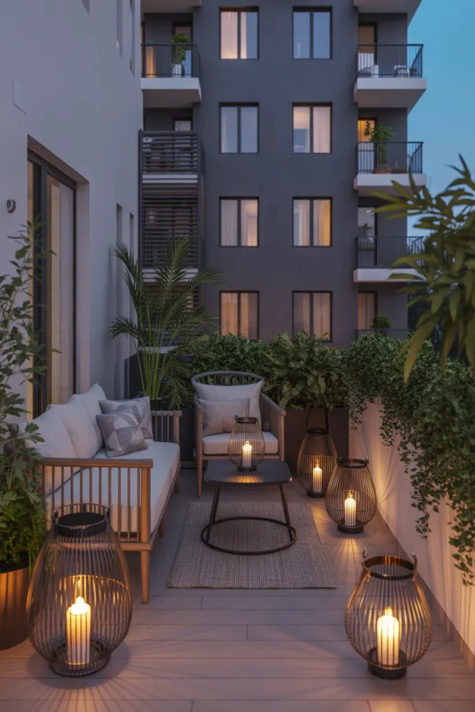 Lantern-Lit Evening Balcony