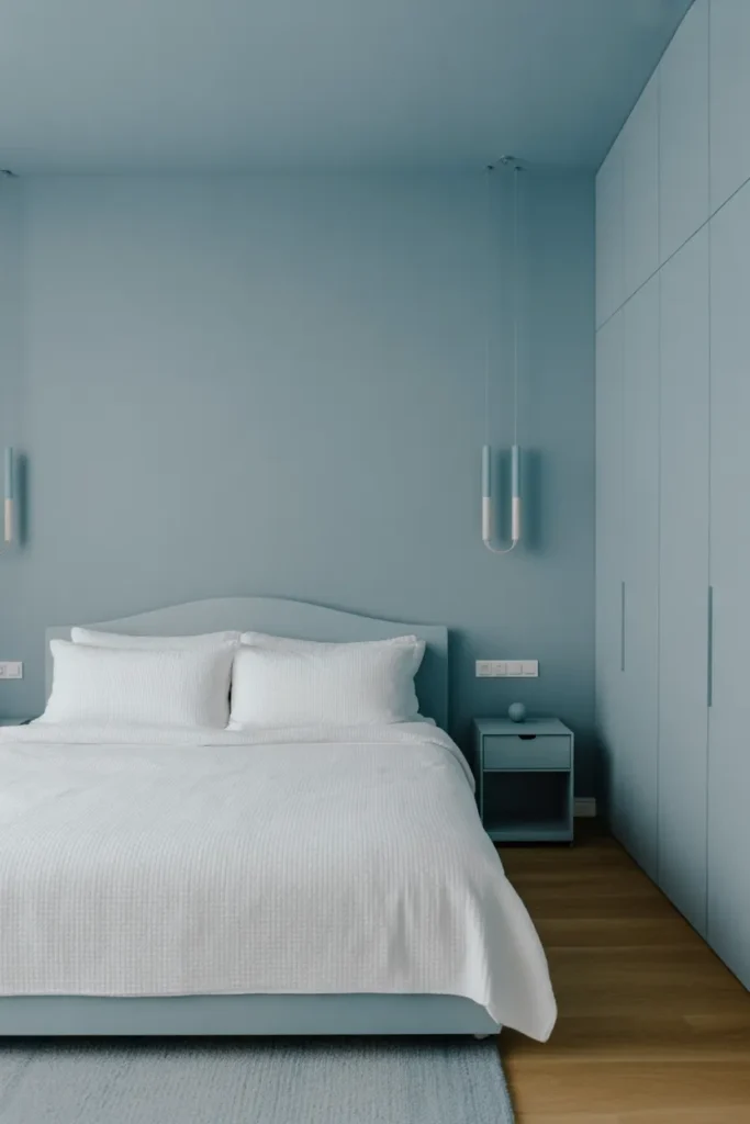 Powder Blue Minimalist Bedroom