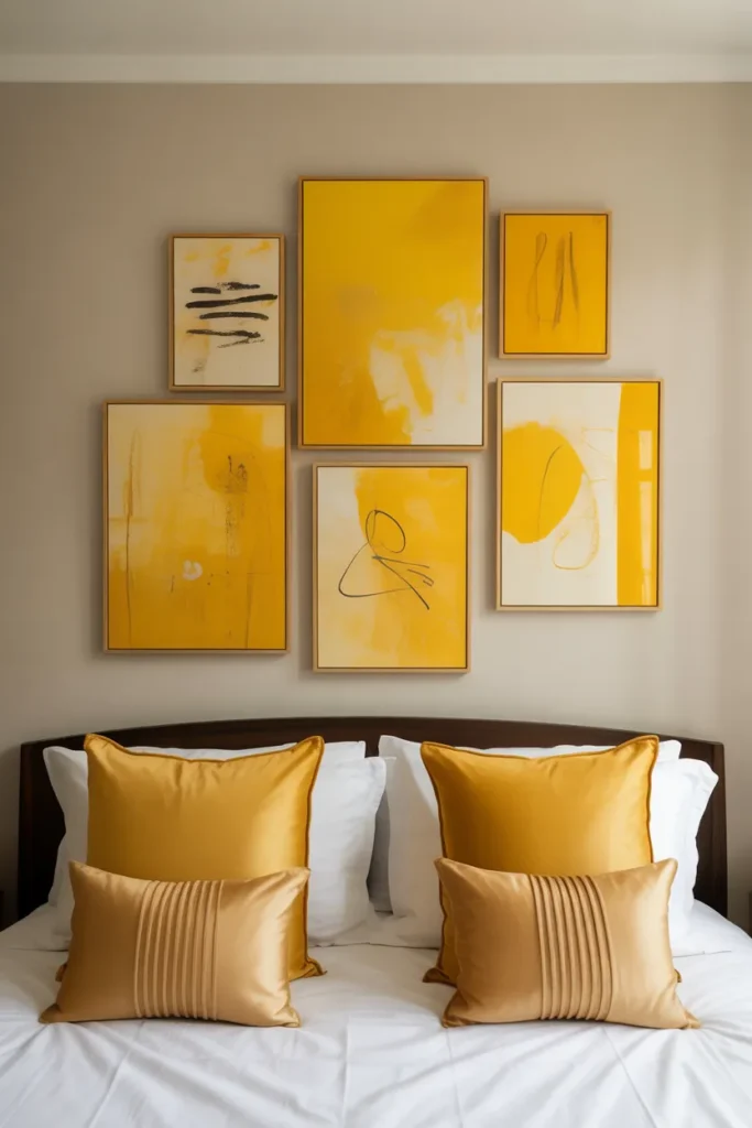 Yellow Artwork That Makes the Bedroom Pop