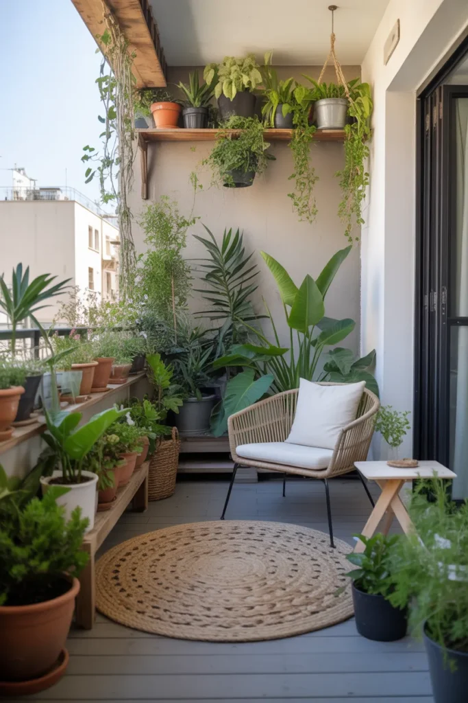 Green Plant-Filled Balcony