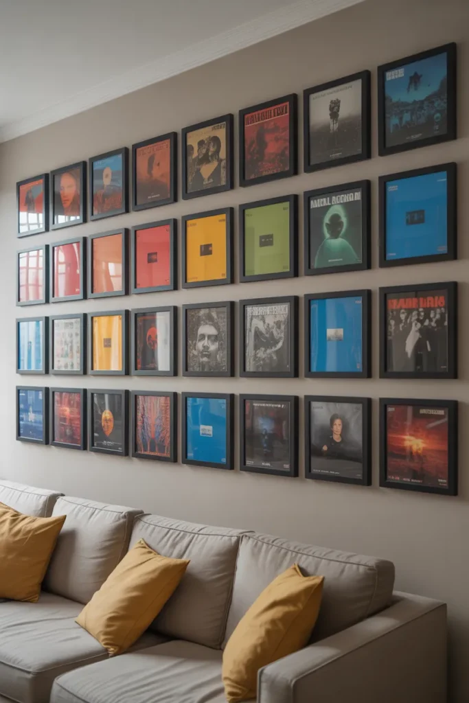 Use Color-Coordinated Album Walls for Visual Harmony