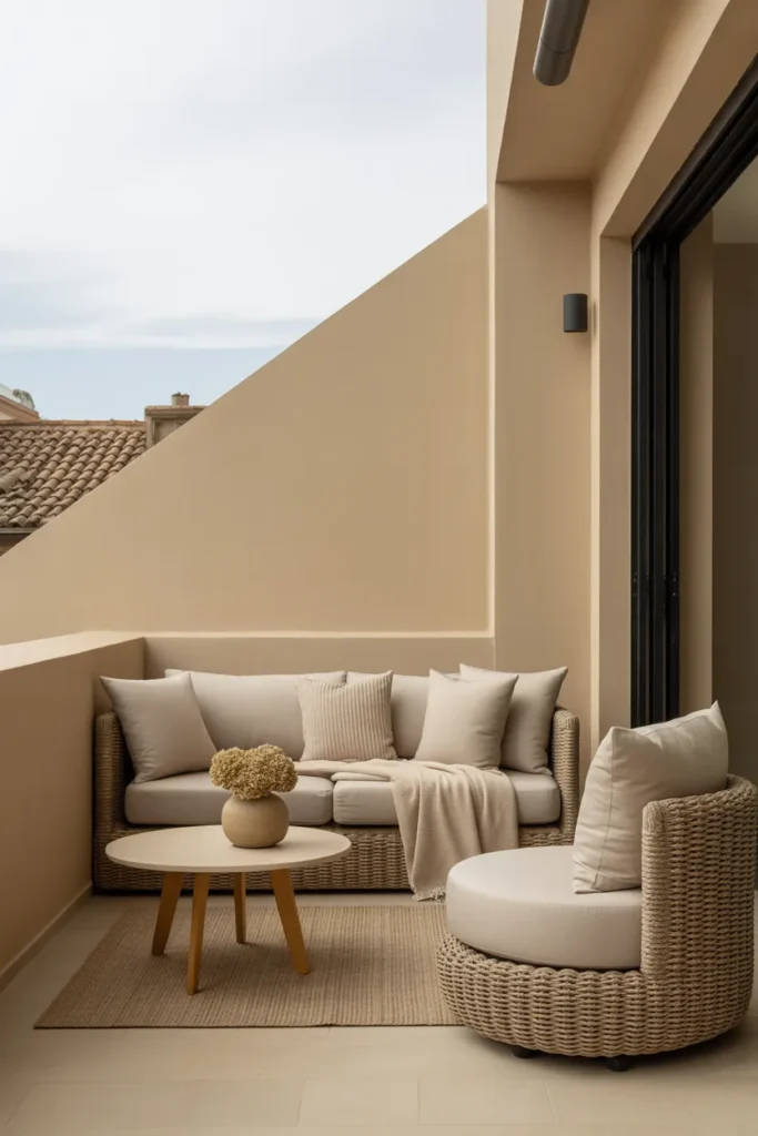 Neutral Cozy Balcony Styling