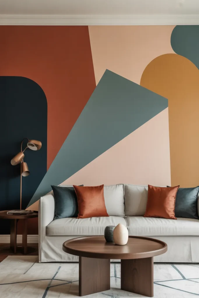Painted Accent Wall with Geometric Patterns