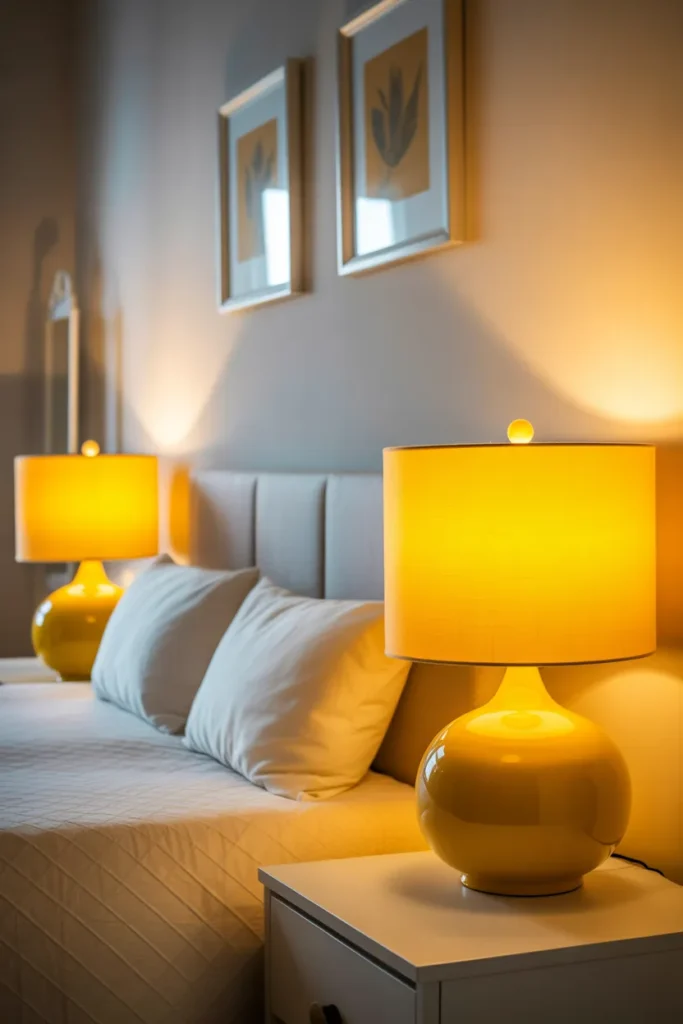 Bright Yellow Lamps for Playful Bedside Lighting