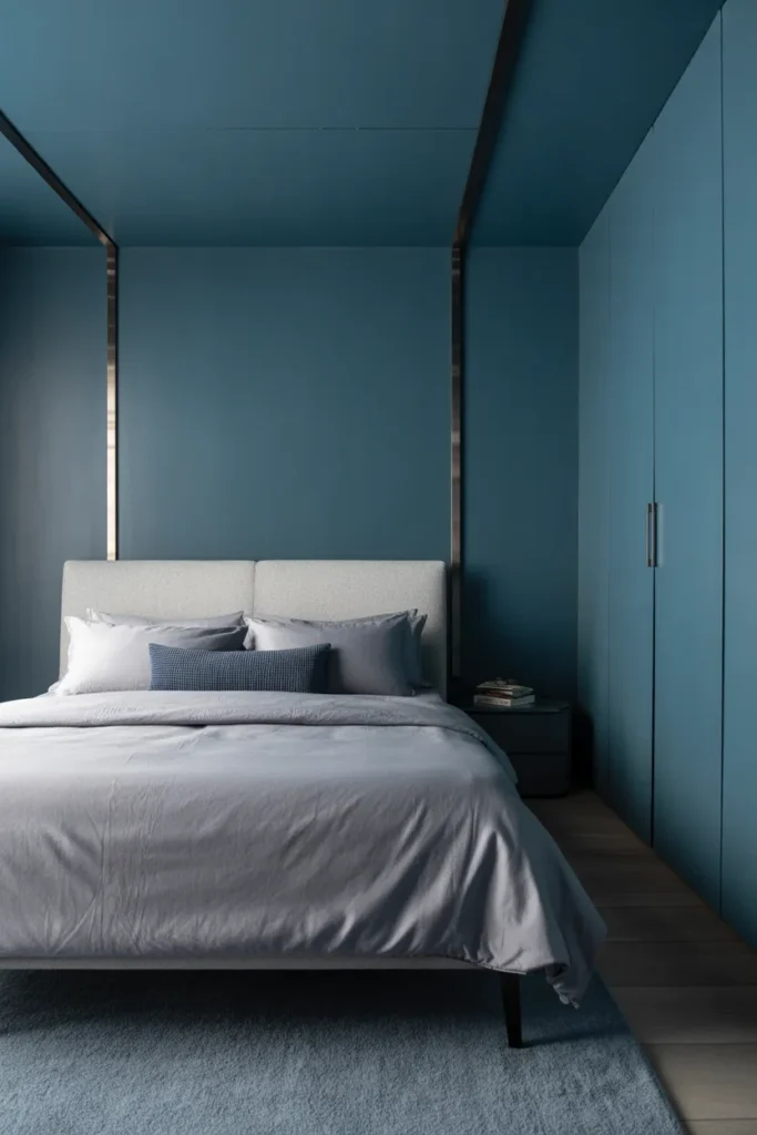 Steel Blue Modern Bedroom Vibes