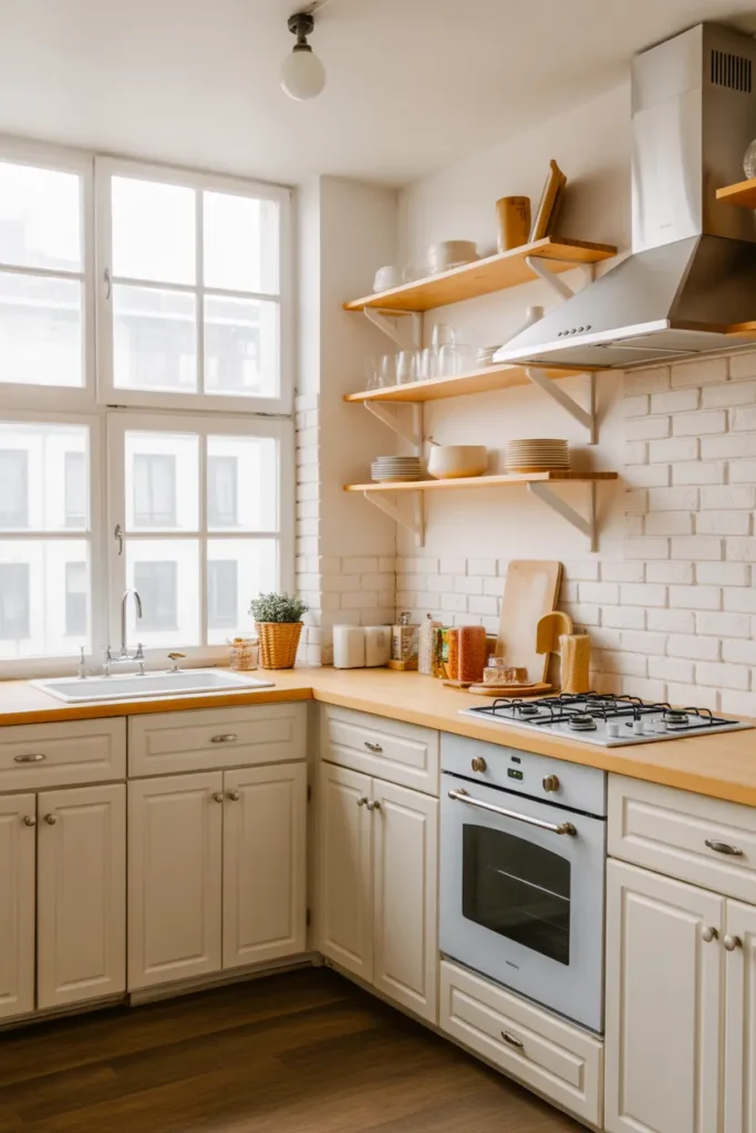 Light-Filled White Kitchen With Open Shelving