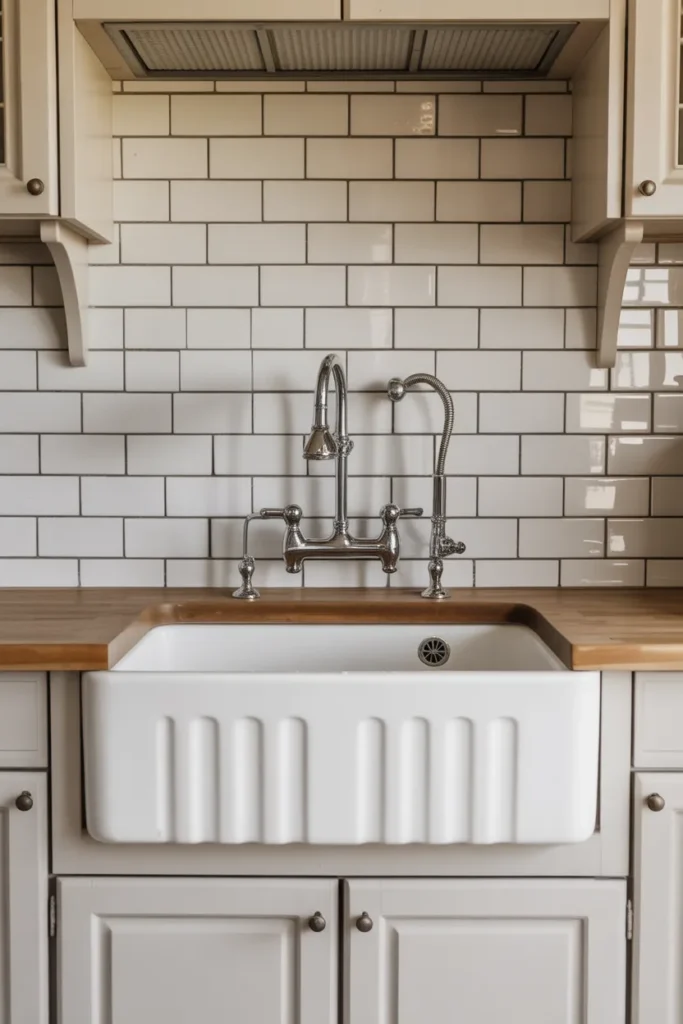 Farmhouse Sink with Subway Tile Backsplash