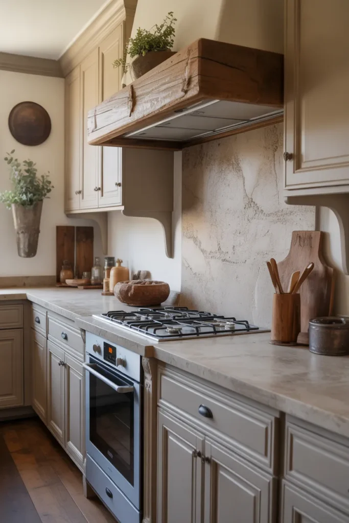 French Farmhouse Kitchen with Natural Stone Countertops
