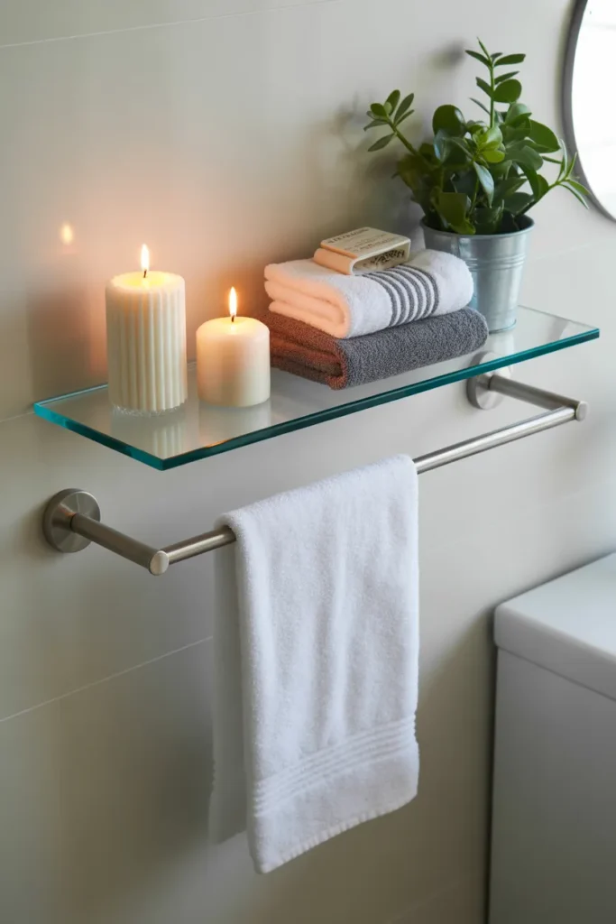 Glass Shelf with Towel Rail