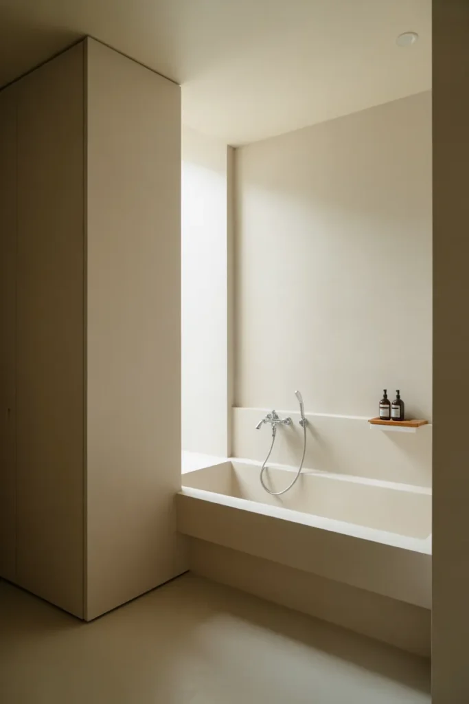 Minimalist Bathroom with Built-In Tub