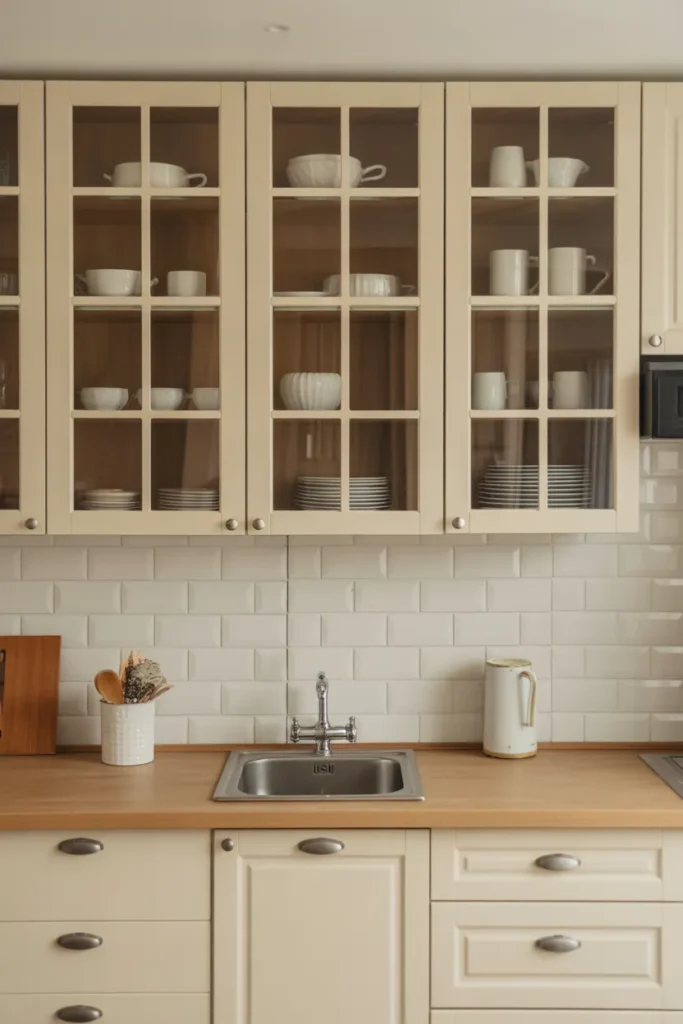  Use Glass Cabinet Doors to Open Up the Space