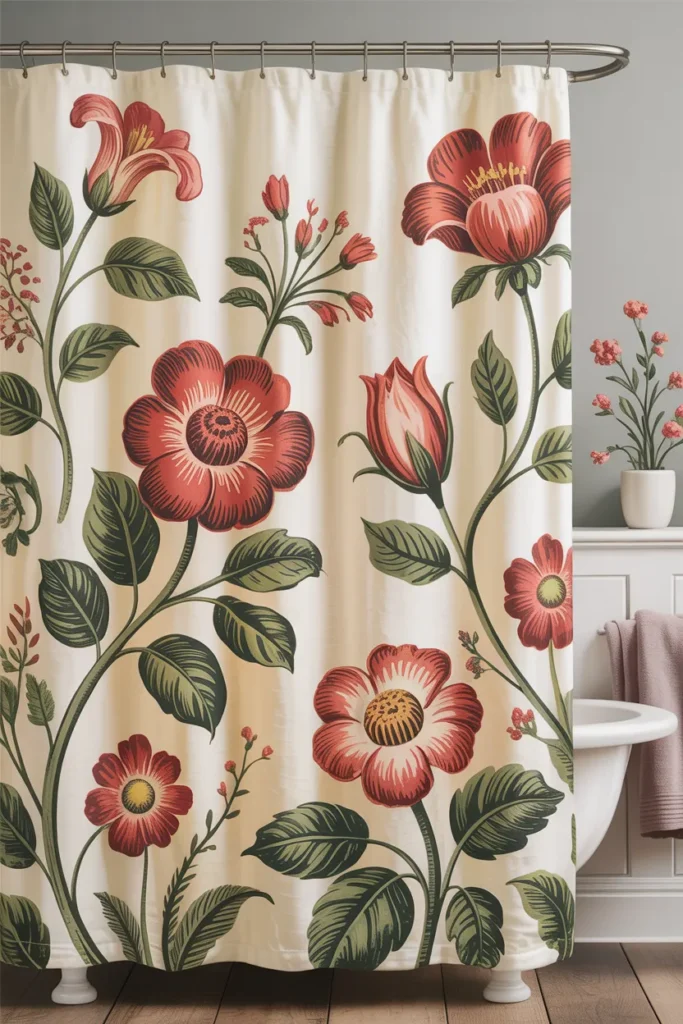 Vintage Botanical Shower Curtain