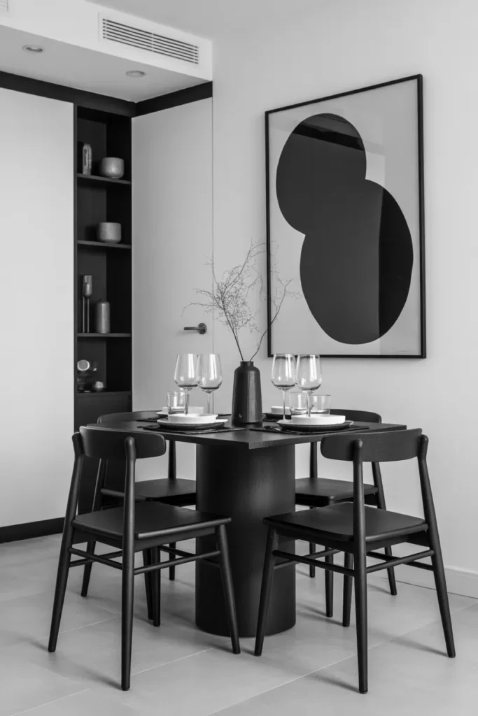   Minimalist Black and White Dining Area