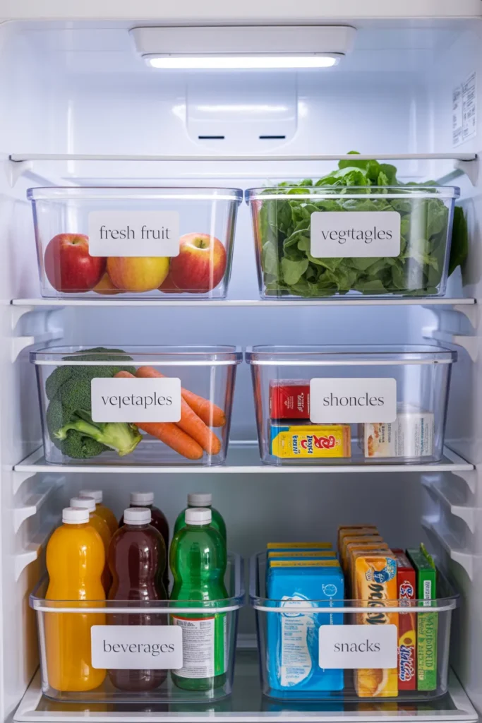  Use Clear Bins in the Fridge