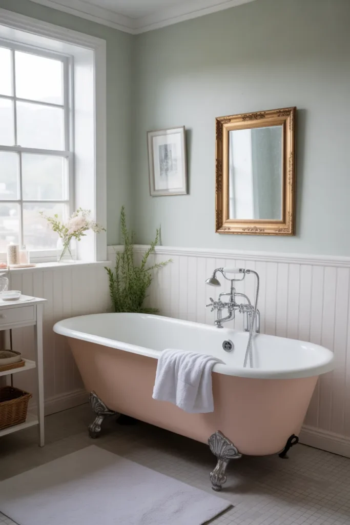 Clawfoot Tub with Soft Pastel Walls