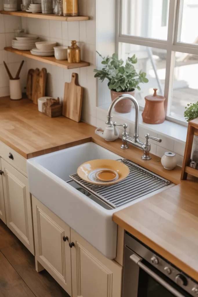 Farmhouse Sink with Integrated Drainboard