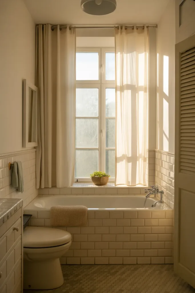 Small Bathroom with Tub Under a Window