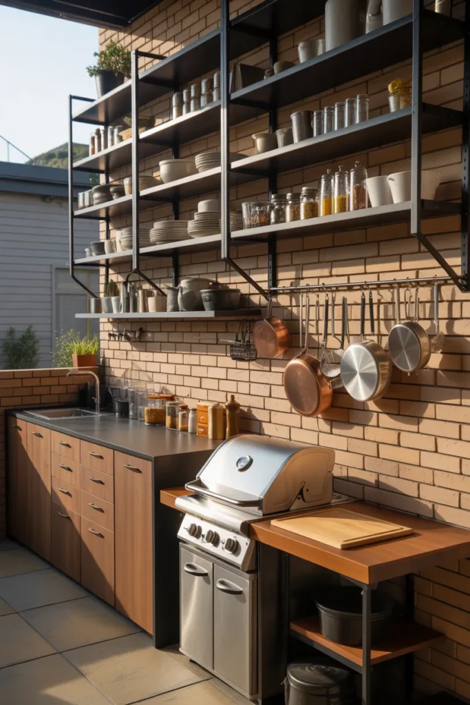 Small Outdoor Kitchen with Vertical Storage