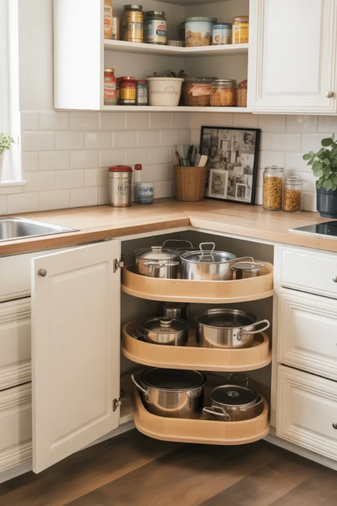 Use Corner Cabinet Organizers