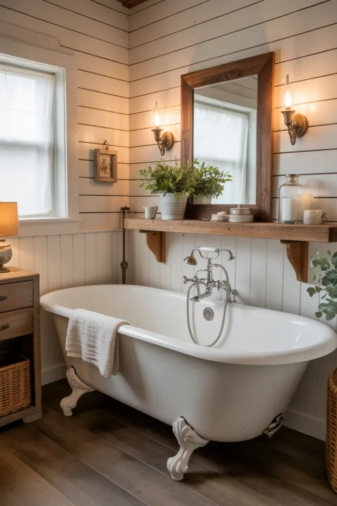 Clawfoot Tub in a Farmhouse Bathroom