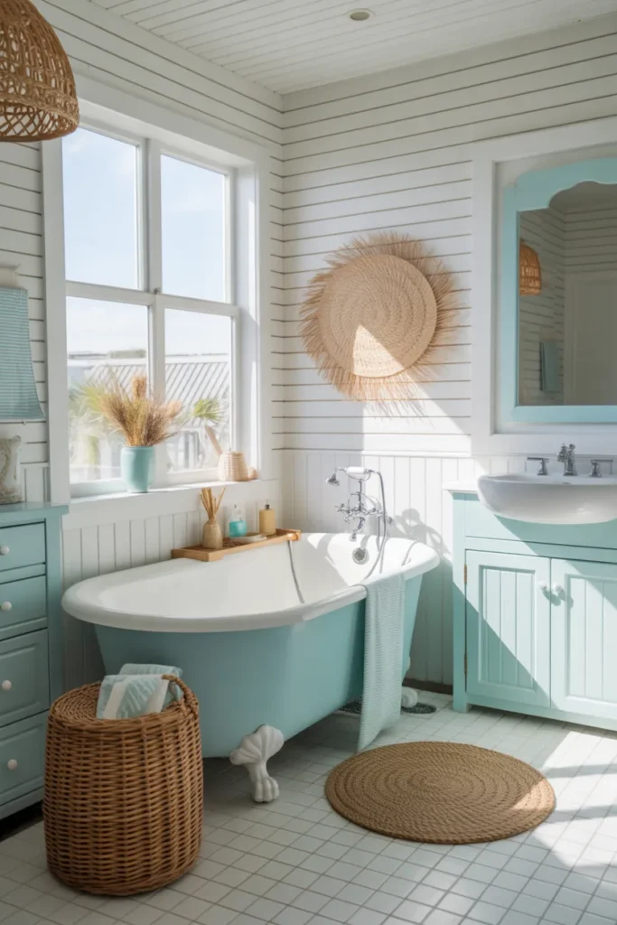 Coastal Bathroom with Bathtub